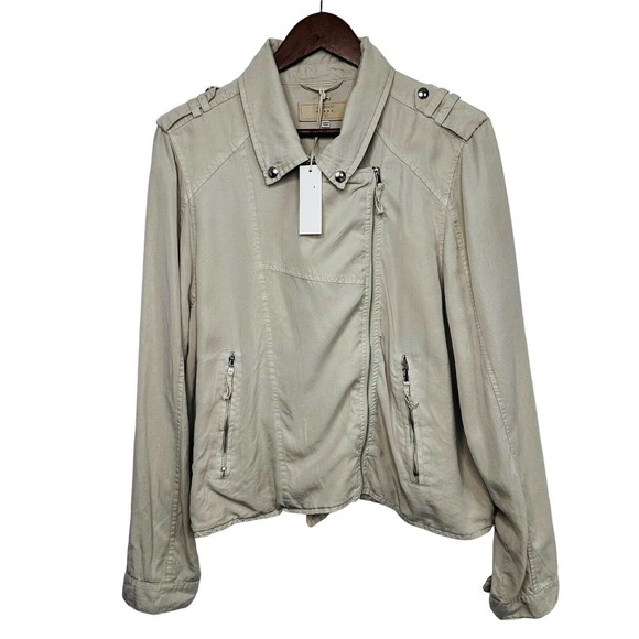 NWOT Anthropologie Blank NYC Breezy Moto Jacket Size XL White Sand Tan - Picture 3 of 13